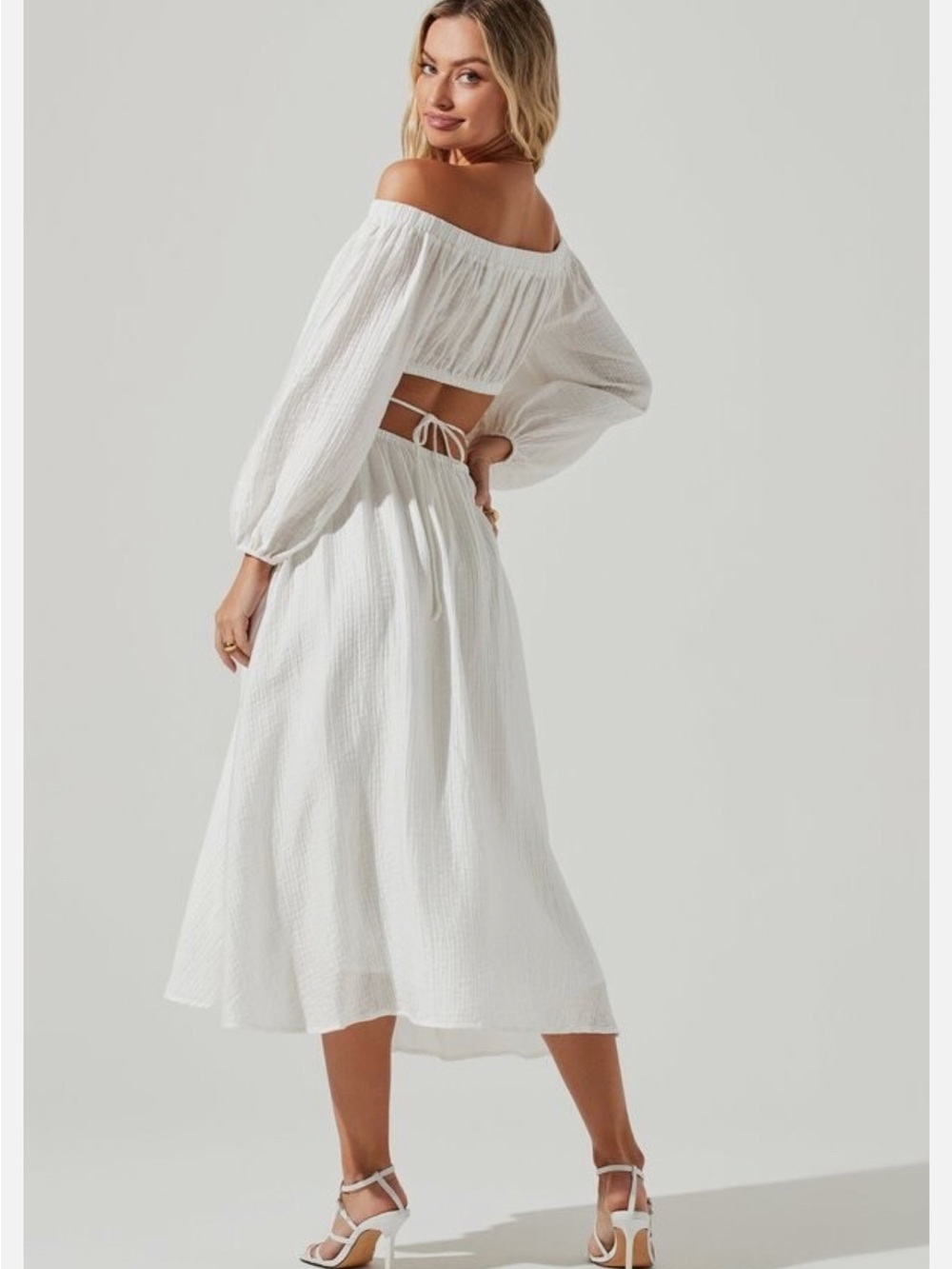 ASTR The Label Off-Shoulder White Cutout Midi Dress - Picture 2 of 3